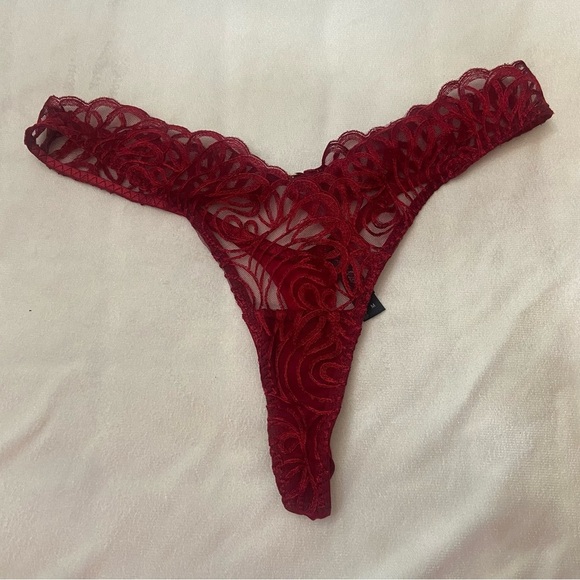 New! For love and lemons after dark red lace thong panty 1350 - Picture 2 of 9